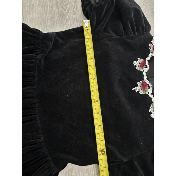 Vtg Girls Rare Editions Velvet Dress, Whimsigoth Shabby Chic Roses Lace Sz 8 - Picture 8 of 10